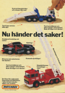Annons för Matchbox leksaksbilar där det går att vrida på saker, trycka på knappar också händer det saker