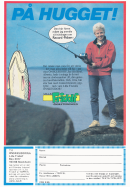 Reklam för Önskeklubben i serietidningen Lilla Fridolf där en kille poserar med en tecknad fisk som han fångat