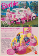 Reklam för dockan Barbie och två nya set med leksaker kring dockan