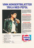 Reklam för Pepsi Tour 1988 där man i en tävling kan vinna biljetter till Michael Jacksons konsert i Göteborg