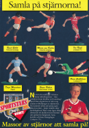 Reklam för små statyetter av fotbollsspelare
