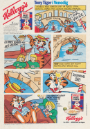 Reklam i serieformat där Tony Tiger ror en gondol i Venedig men slår huvudet i Suckarnas Bro