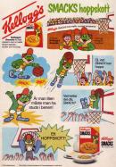 Annons för frukostflingan Smacks där grodan Smacks i en serie spelar basket