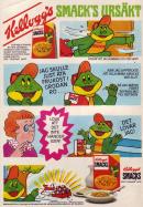 Reklam i serieformat för frukostflingorna Smacks där grodan Smacks kommer försent till skolan