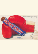 Reklam för godiset Rocky Rocky, nougat med mandel och nötter