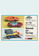 Reklam för leksaksbilar från Corgi Toys med bl.a. två bilar från Mercedes-Benz