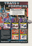 Reklam för de Transformers där 5 nya leksaker i serien presenteras, samt ett erbjudande om att få en samlaraffisch om man köper någon av leksakerna före årsskiftet