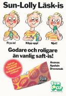 Reklam för isglassen Sun Lolly som man själv fryser in och äter