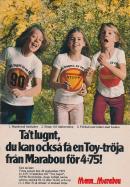 Reklam för Marabou som säljer t-shirt med trafiksskyltsmotiv som reklam för tuggummit Toy