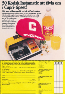 Reklam för drycken Capri från Felix där man i en tävling kan vinna en kamera