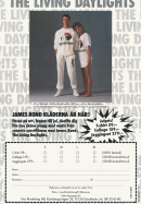 Annons för träningskläder eller myskläder med tryck från James Bond-filmen Tid för hämnd