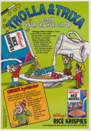 Rice Crispies maskotar Snap, Crackle och Pop visar ett trix där du kan fästa bordbestick i sytråd och få in ljudet i öronen så att det låter som kyrkklockor