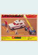 Reklam för två bilar från Corgi Toys med karaktäristiska "snabbrullhjul"